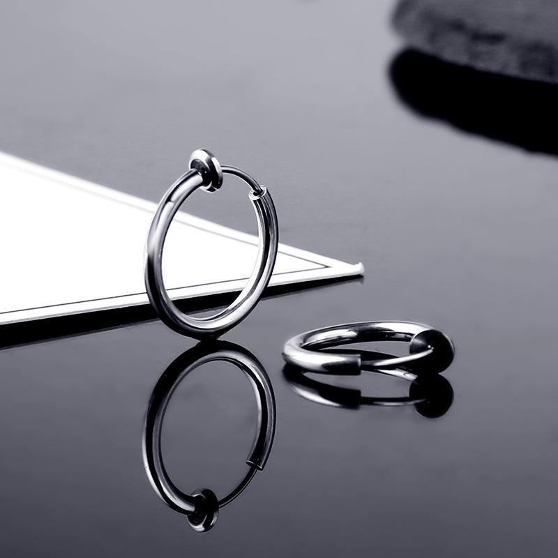 1 Pair Round Spring Ear Clip Earrings For Men/Women Stainless Steel Non-Pierced Painless Fake Earrings Classic Popular Jewelry