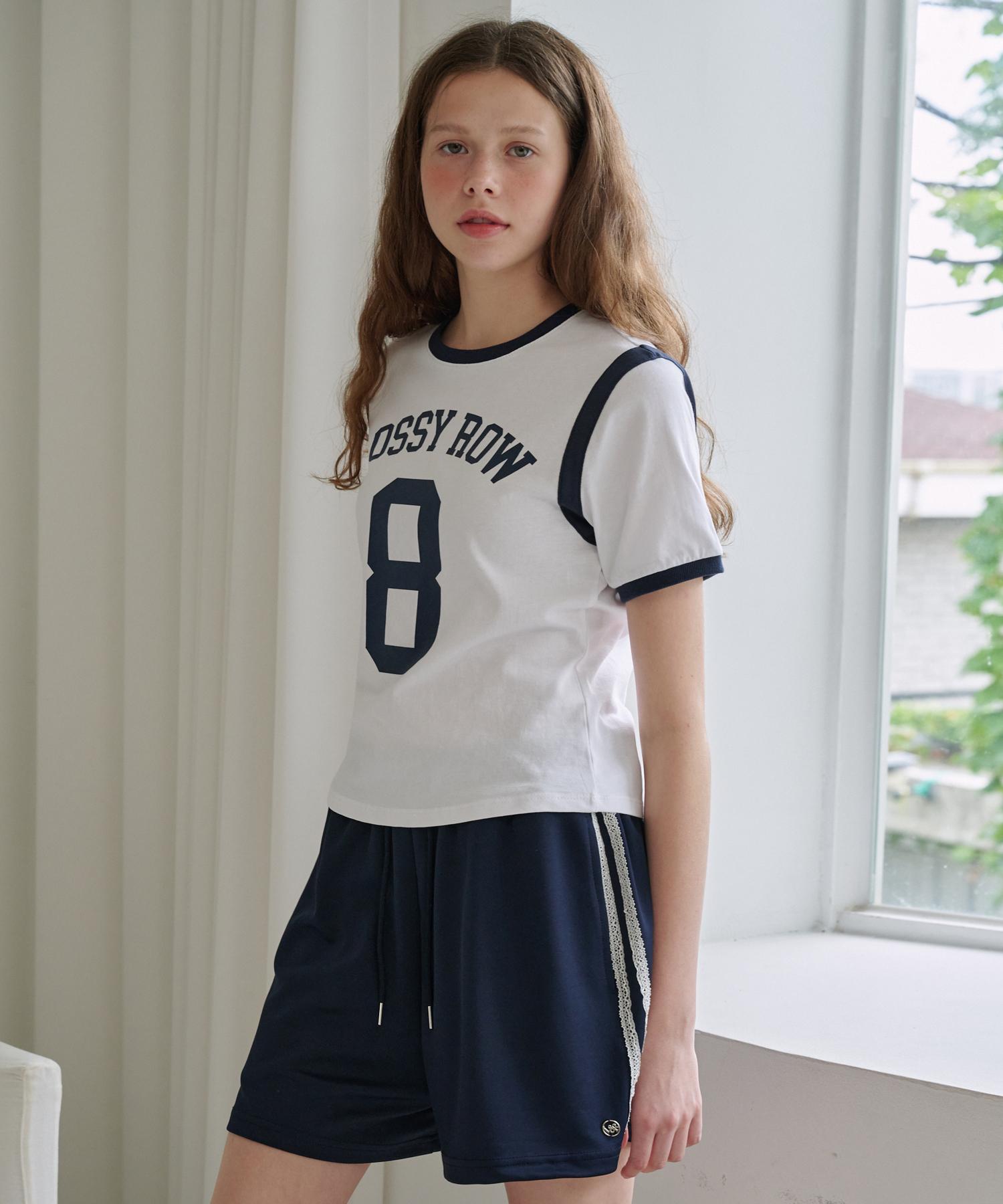 Rosiro Number 8 Ringer T-Shirt White White/Free