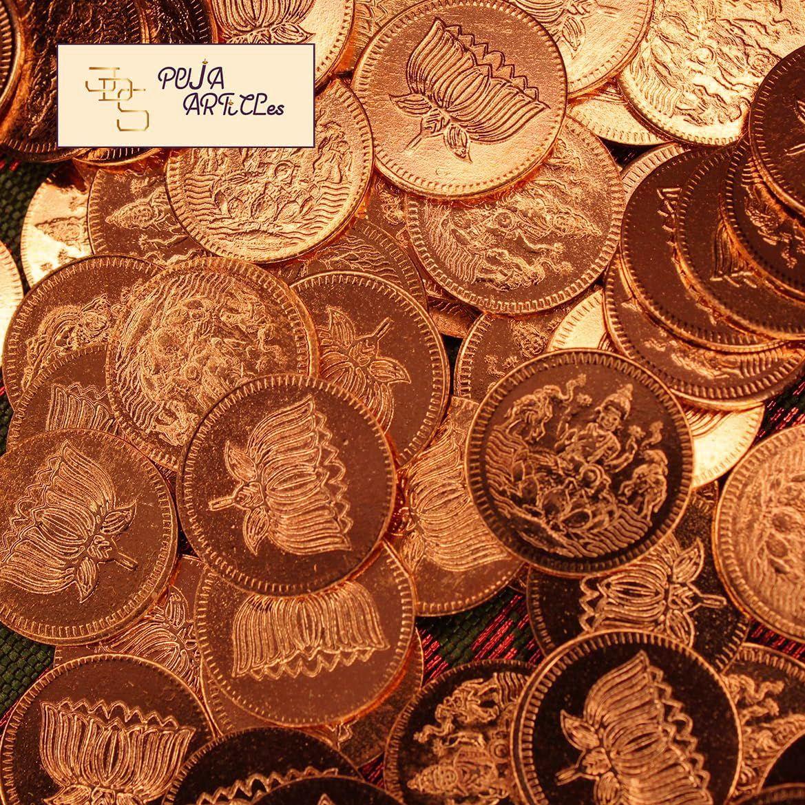 

JDS Puja Articles 108 Lakshmi Lotus Copper Pooja Coins – Small Size