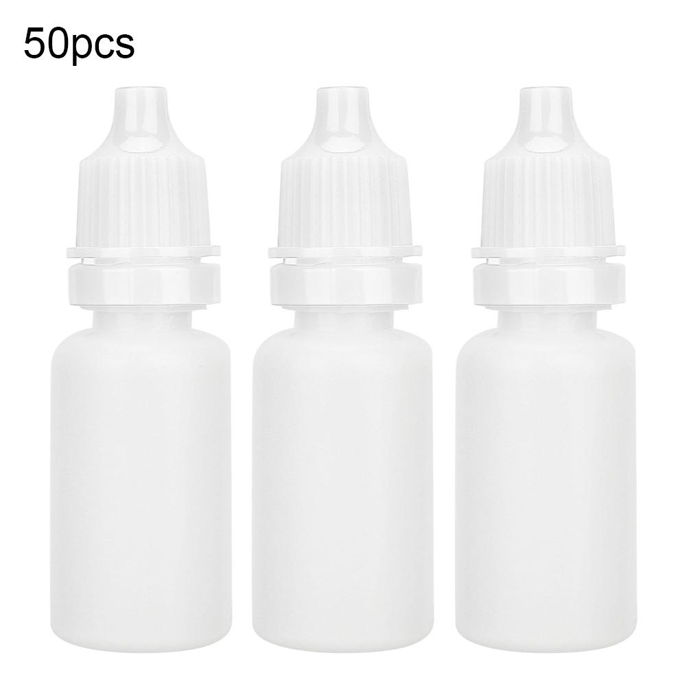 50Pcs 10ml Plastic Empty Squeezable Bottles Eye Liquid Drop Container DropperWhite