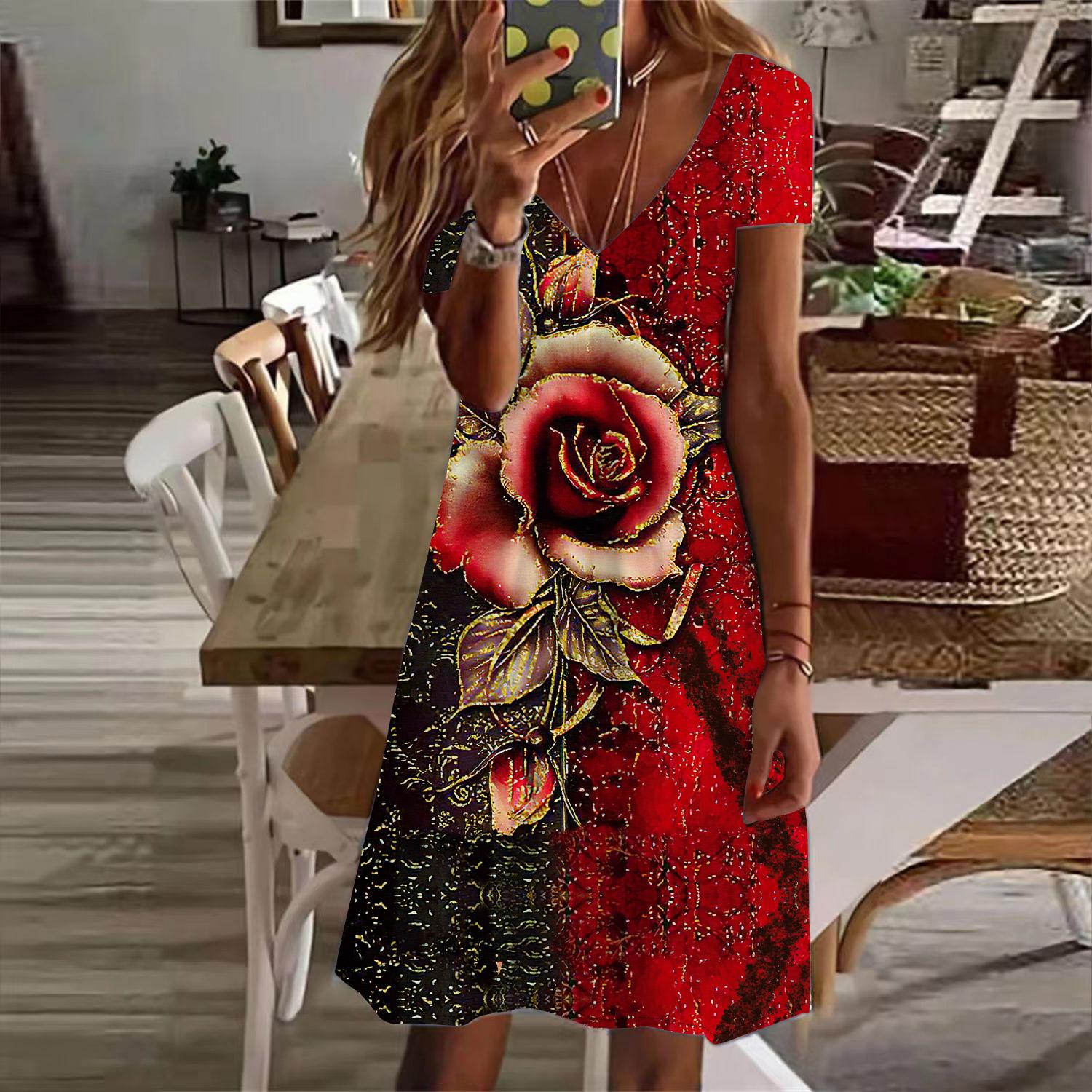 

Летняя мода женское платье с V-образным вырезом и коротким рукавом, светло-голубое платье с принтом дельфинов, сексуальное платье 8XL