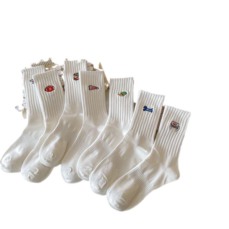 Women's Embroidered Mid-Tube Pile Socks for Autumn/Winter