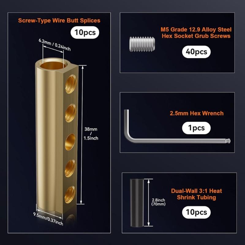 80A Brasses Wire Terminal Connectors for 10 6 AWG Cables Perfect for Automotive Marine Solar Industrial DIY Applications