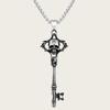 Gothic Vintage Silver Skull Key Necklace With Stainless Steel Chain For Women