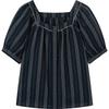 Aijutu Women's Striped Square Collar Short Sleeve Shirt