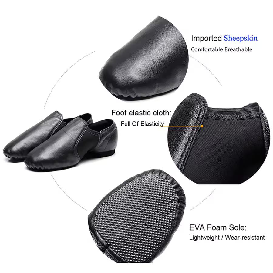 Ovčí kůže Jazzové taneční boty Hnědé Černé Protiskluzová podrážka Jazzové boty Dospělí Taneční tenisky Pro Děti Dívky Ženy