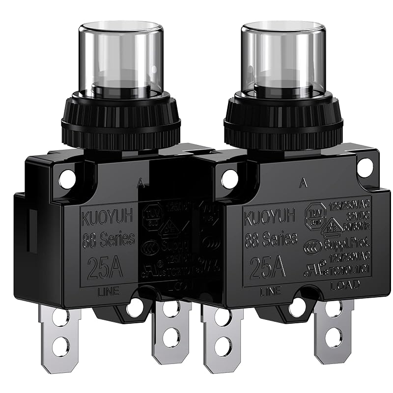 Thermal Overload Circuit Breaker 88 Series 6A 32V DC 125/250VAC 50/60Hz Push Button Circuit Breaker Reset Boot Switch and Waterproof Button