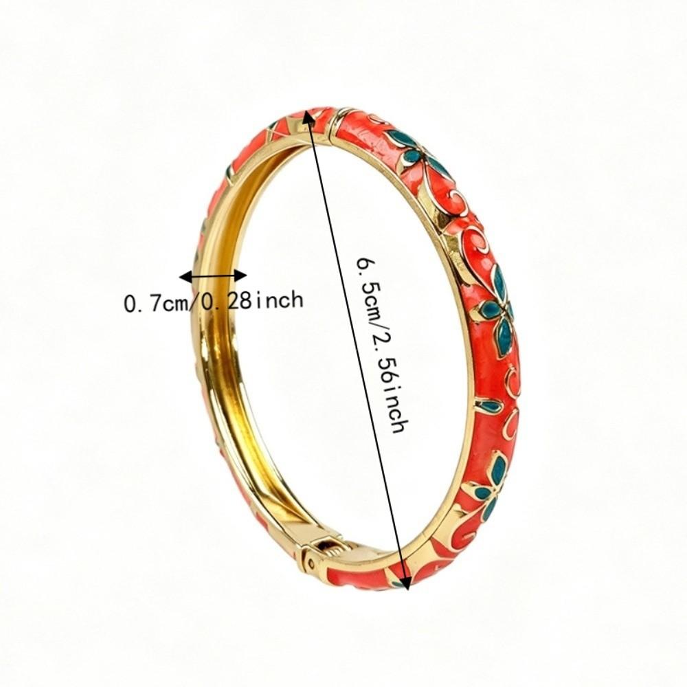 Enamel Vintage Cloisonne Bangle Traditional Women's Hand Bracelet Vintage Flower Bangle  Girls
