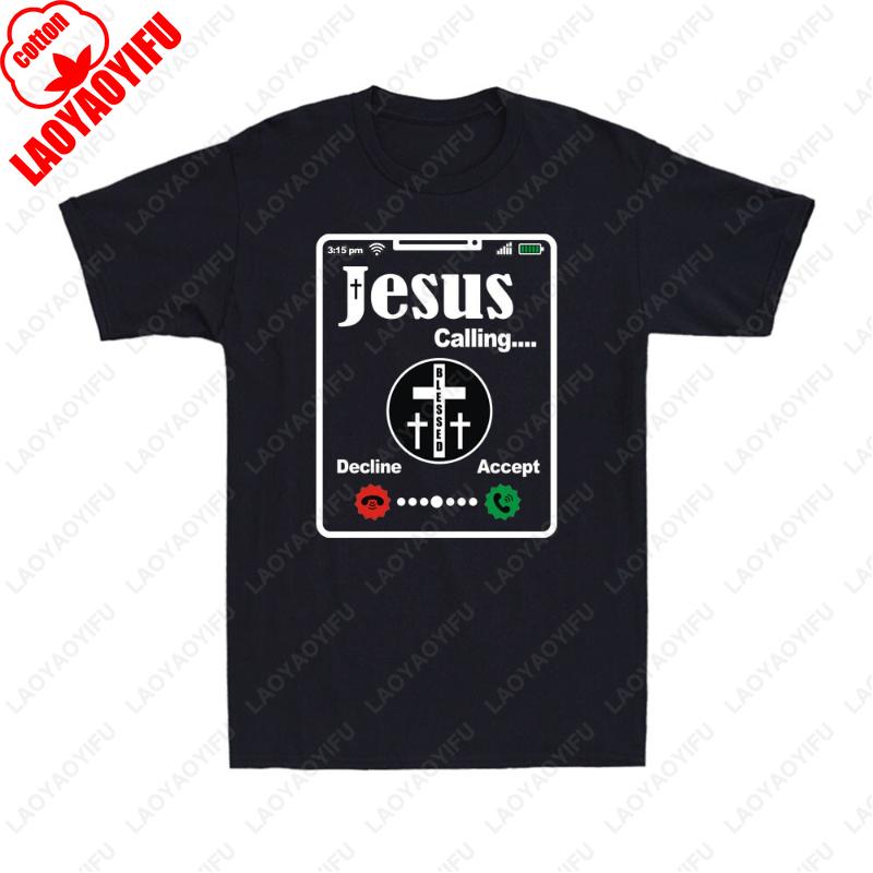 

Jesus Is Calling Funny Christian Christianity Faith Cotton TShirt Men Women Vintage Fashion Tops Creative Trending Novelty Tees S