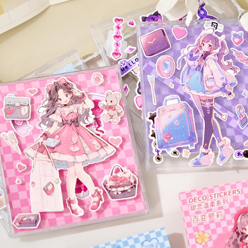 20 pcs Cartoon Girl Sweet Cool character sticker book DIY decorative hand ledger diary scrapbook material Junk Journal Supplies