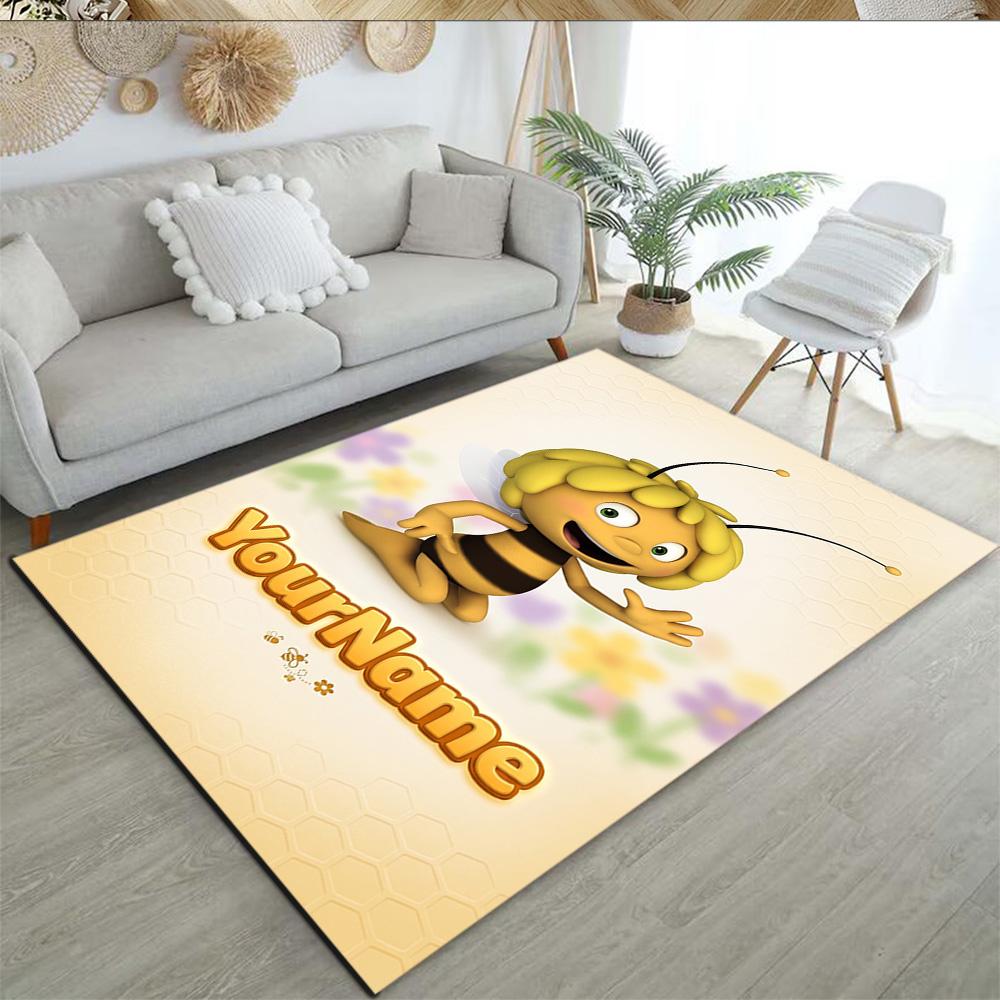 Biene Maja Customize Text Floor Mat Design for Hallway Kitchen Study room Outdoor Antislip Carpet Anime Office Decor Best for Christmas