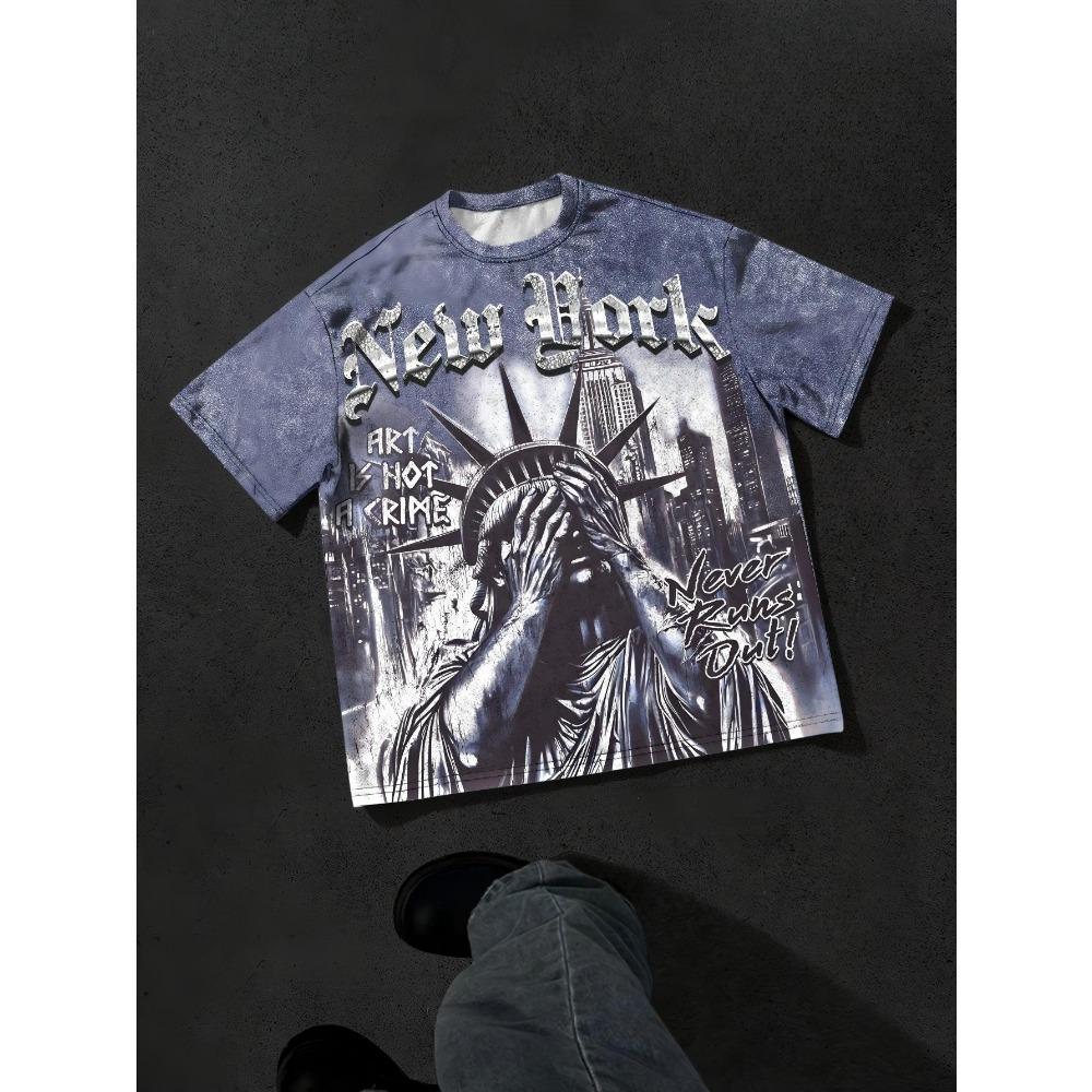 The 2026 Summer New Men's T-shirt Features a Casual Fashionable Comfortable Soft and Breathable 3D Pattern Print
