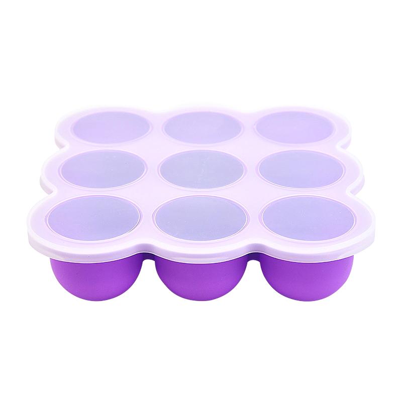 

Форма для льда из пищевого силикона, форма для льда с крышкой, 9 ячеек, легко извлекается, контейнер для детского питания фиолетовый