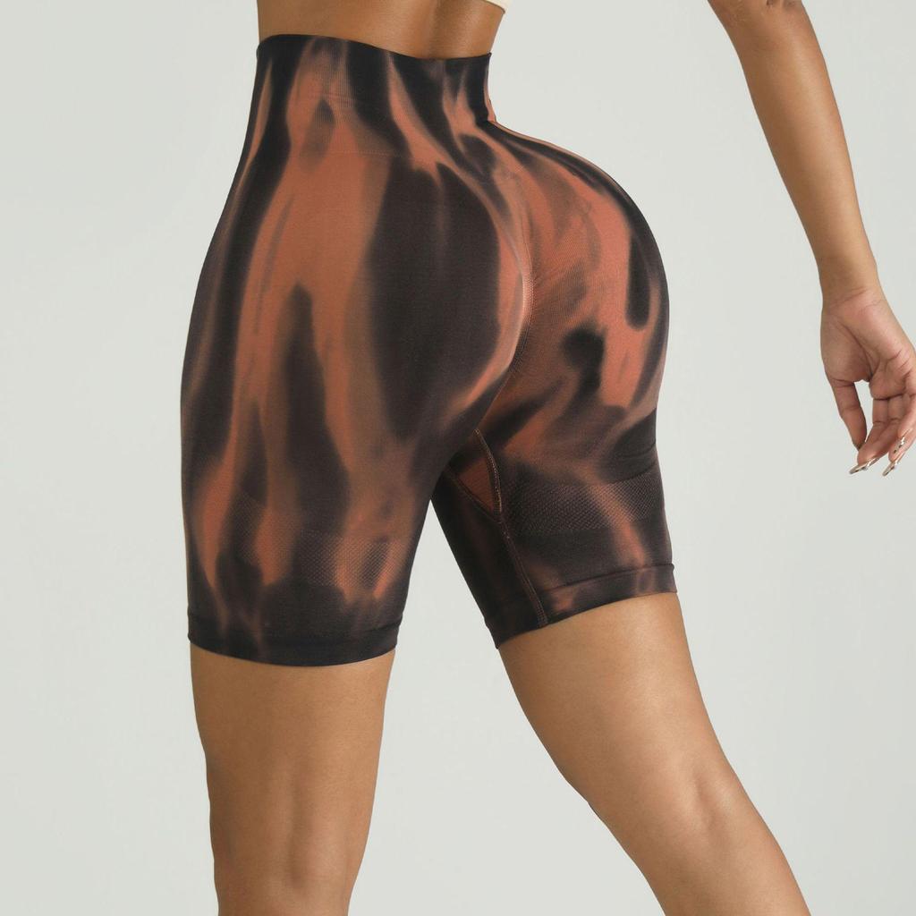 Women's Colorful Aurora Honey Butt Lifting Yoga Shorts - Quick-drying Gradient Fitness Three-quarter Sports Pants