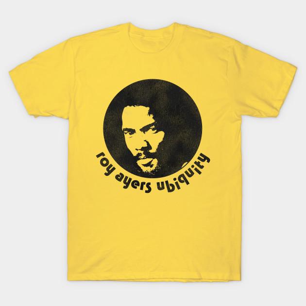 

Men Black Print T-shirt Roy Ayers Ubiquity No-Cut Transfer Paper Print Cotton Tshirt M жовтий