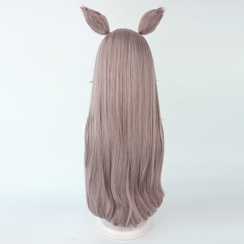 Wonder Acute Cosplay Wig, Ash Pink and White Mix, Perfect for Costumes, Halloween Events, and Photoshoots (Body, Ears, and Tail)