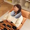 Cuscino da viaggio per il supporto del collo, colore unito, extra morbido, traspirante, anti-affaticamento, ergonomico, a forma di U.