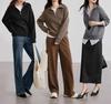 2026 Autumn/Winter Women's Casual Loose Half-Zip Textured Knit Top
