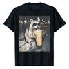 Raccoon Drinking Iced Coffee Funny Animal Meme Unisex Women TShirt Y2k Cute Raccoon Lover Graphic Apparel Novelty Saying Tee Tops