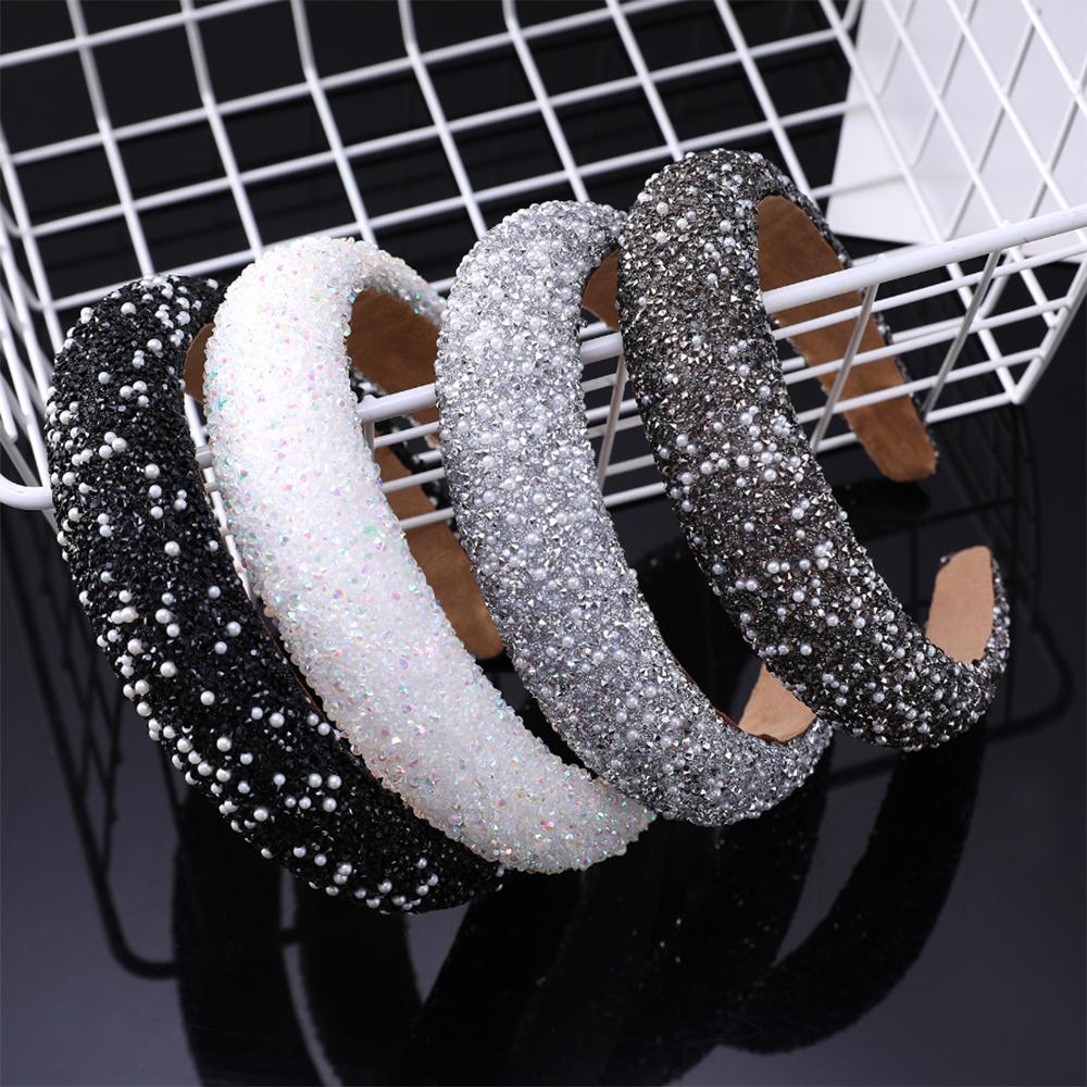 Luksuriøse Krystall Brede Pannebånd For Kvinner Jenter Mote Hårbånd Elastisk Hårbøyle Vaske Ansikt Hårbånd Kvinnelig Hårtilbehør