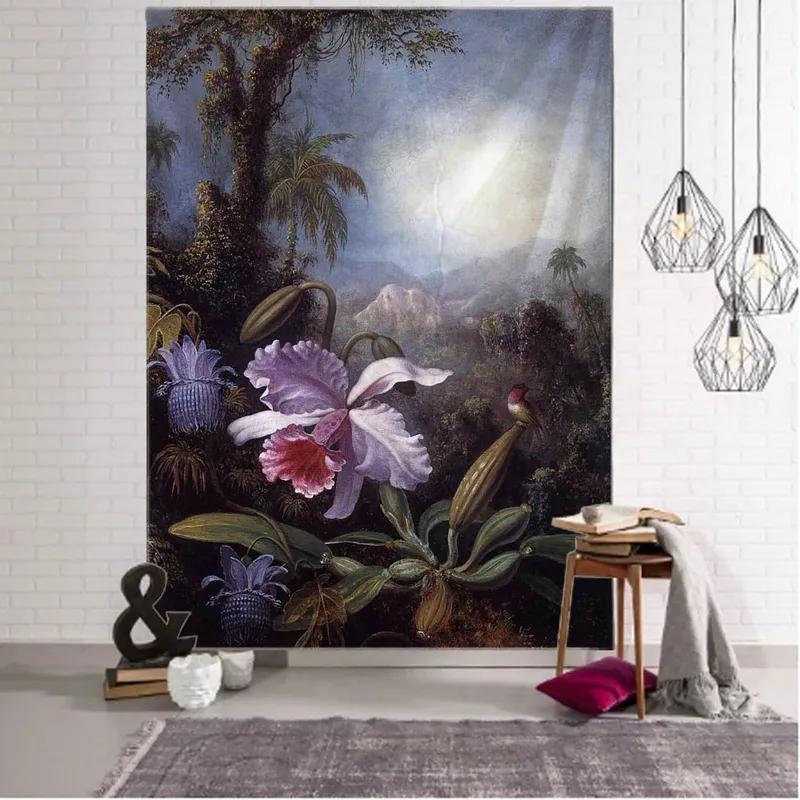 

Природный пейзаж Лесной ручей Фоновый гобелен Украшение стены дома Гобелен Спальня Гостиная Гобелен 100x75cm