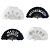 Feathered Folding Fan Feathered Hand Fan Dance Fan Bridesmaid Fan Foldable Hand Fan for Women Wedding Party Photography