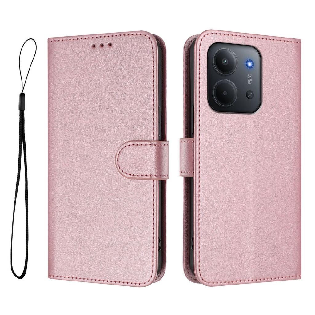 For Xiaomi Redmi 15C 5G (EU) (173mm)/Xiaomi Redmi 15C 4G (EU) (173mm) Wallet Case RFID Blocking Calf Texture Leather Stand Phone Cover with Strap