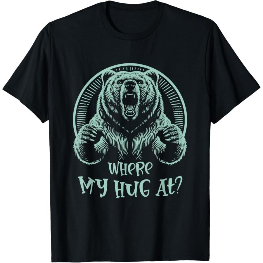 

Grizzly Bear s Where My Hug At_ s Woodcut Style T-Shirt XXXXXL разноцветный
