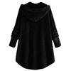 Women's Fashion Fuzzy Color Button Pocket Hooded Long Sleeve Loose Warm Jacket