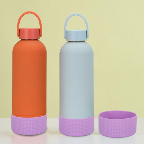 Flask Silicone Boot Rhombus Texture Water Bottle Bottom Sleeve Non-slip Anti-scratch Vacuum