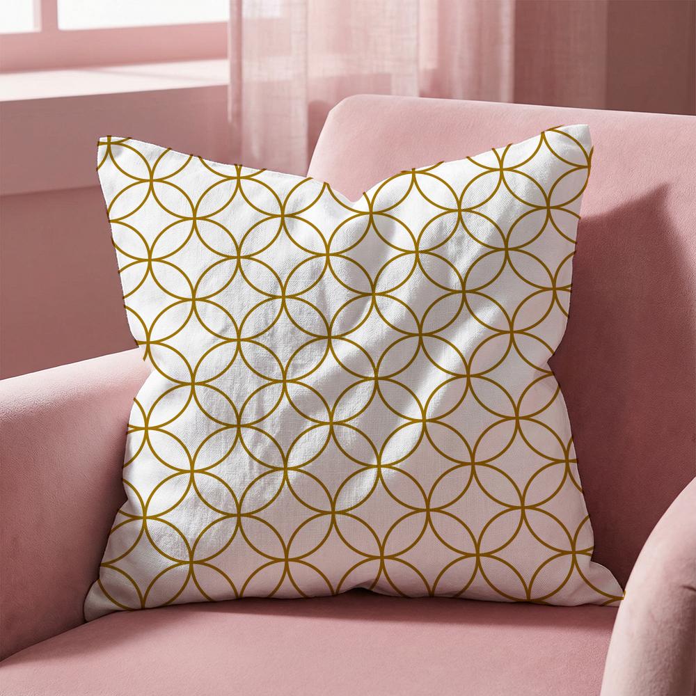 Japanese Golden Lines Cushion Cover Multi-Scene Pillow Cover for Home & Car - Reversible, Soft & Durable for Daily Use