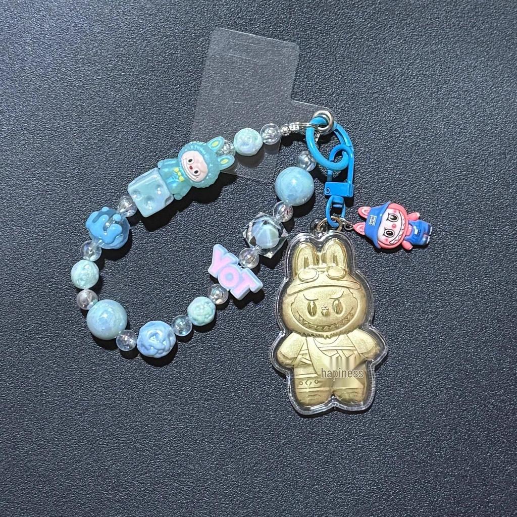 Golden 999 Pure Gold Mobile Phone Pendant Keychain Cartoon Plush Bag Charm