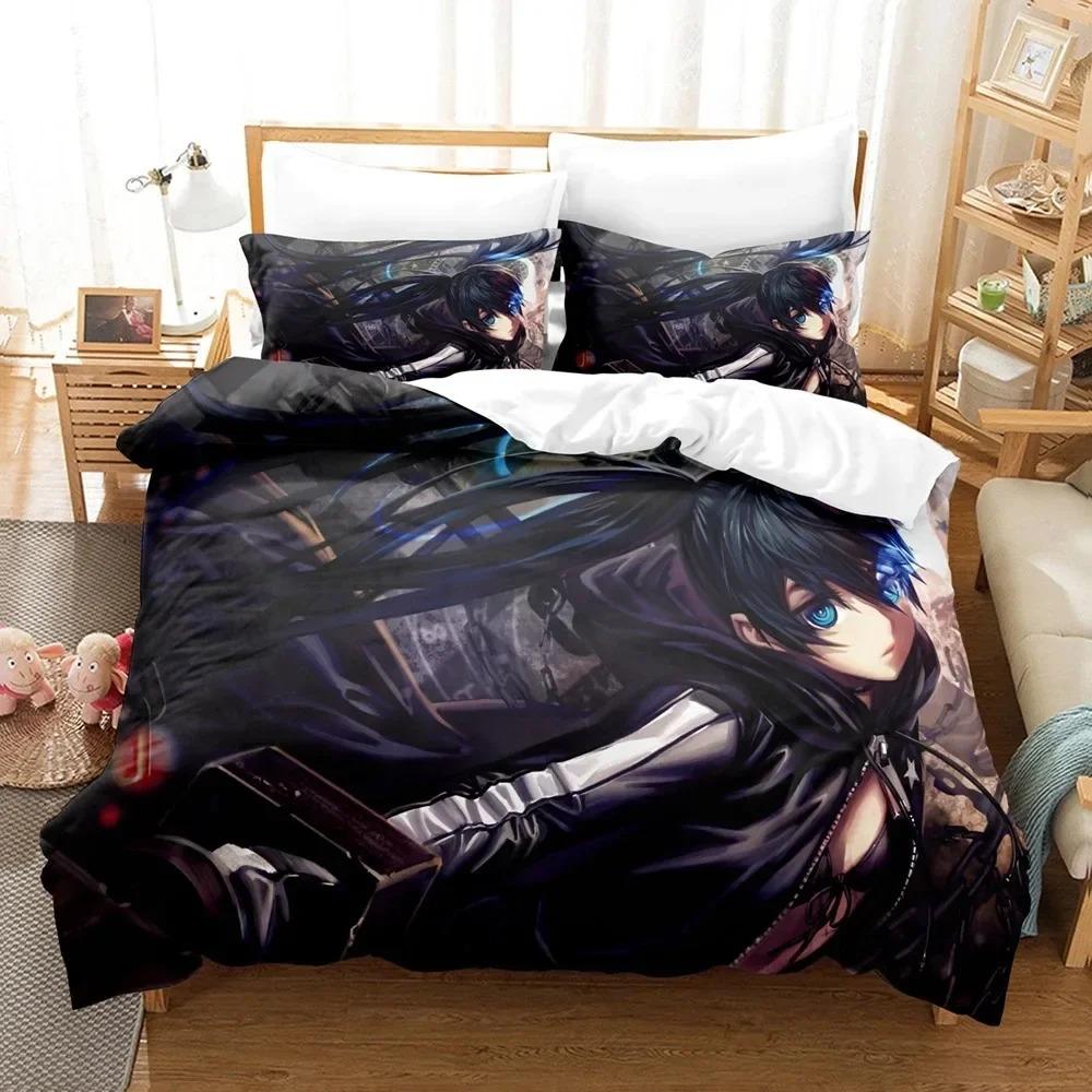 Black Rock Shooter Anime 3D Pattern Bed Cover Bed Linen Collection Polyester Pillowcases Quilt Cover Domestic Decor For Teens Gift Twin Size King Size