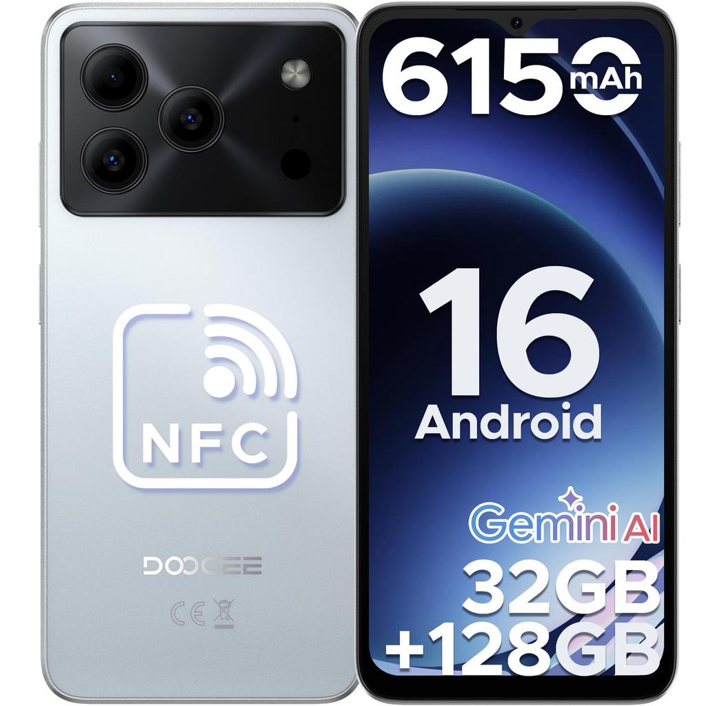 DOOGEE NOTE 56 PRO Mobile Phones, Android 16 With Gemimi AI, 32GB+128GB/2TB, 6150mAh& 6.56"HD+90Hz, 4G Dual SIM Unlocked Mobile Phone