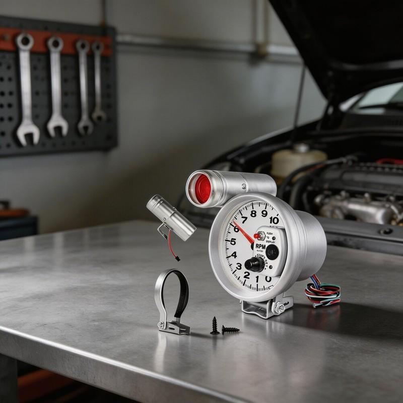 Long Lasting Automotive Gauge LED Tachometer 10000 RPM LED Tachometer Intuitive Layout Aluminum Plastic Construction