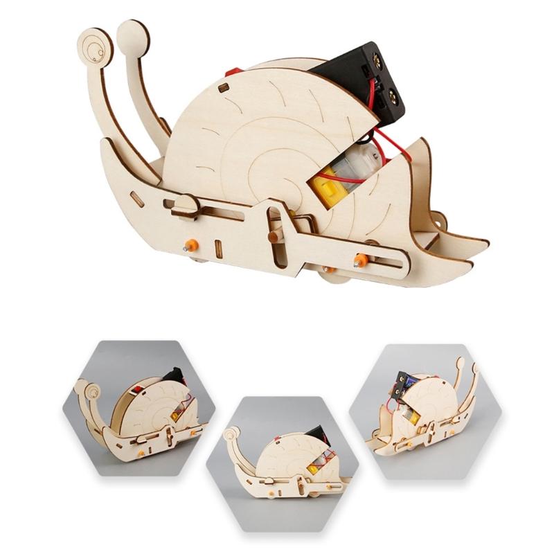 Friendly Wooden Funny Electric Snail Model Hand Craft Set for Educational Physics Teaching and Student Craft Projects