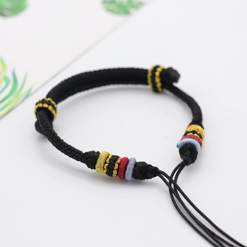 DIY Eight-Strand Knot Red Rope Bracelet - Threadable with Beads and Peace Buckle, National Style, Couple Design