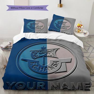 Custom Name Hansa FC Crest Bedding,Quilt Set Quilt Cover Pillowcase Home Birthday Gift (1 * Duvet Cover + 2 * Pillowcase, Without Core)