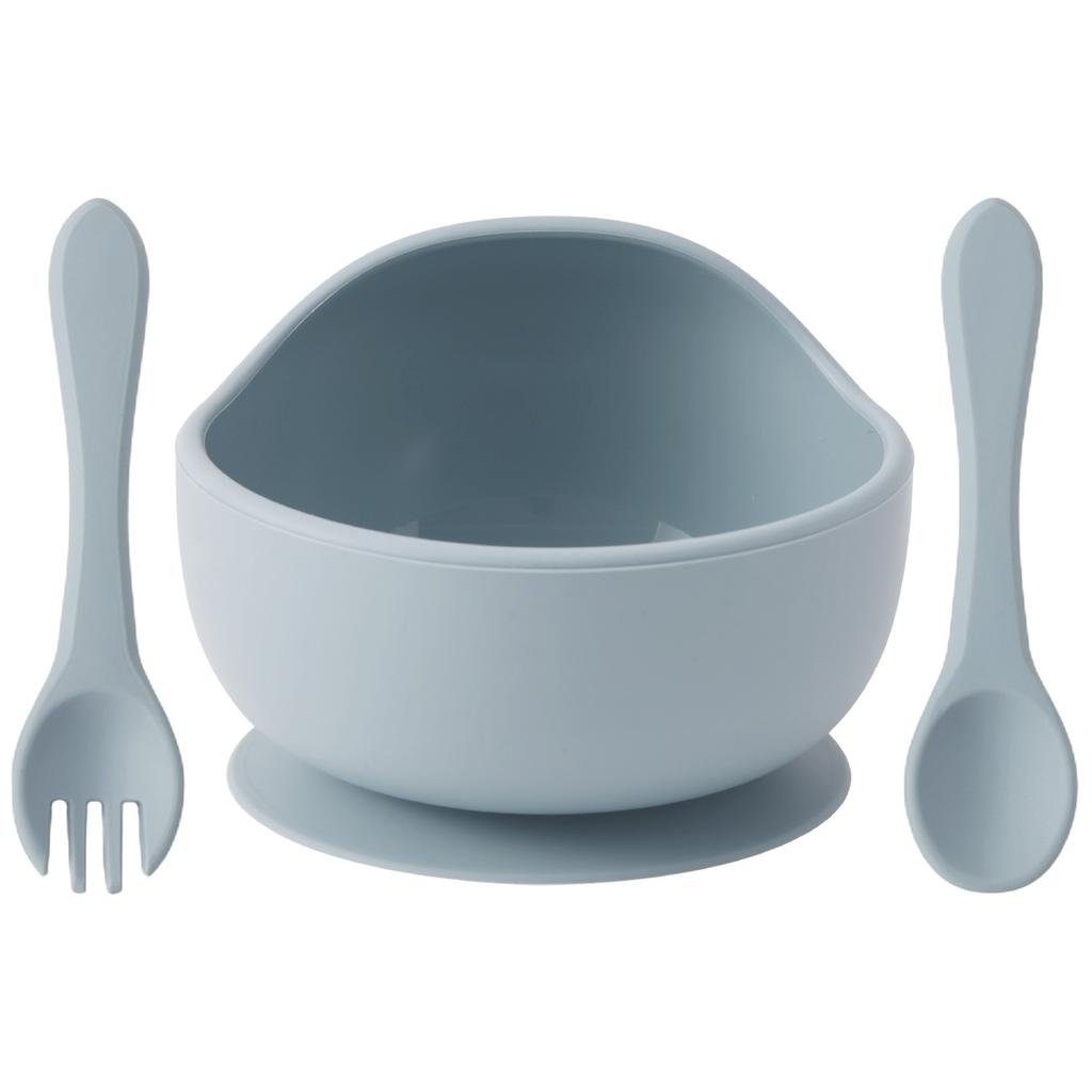 Color Kids 3-delat Silikon Baby Matset Sugskål BPA-fri Småbarn Självmatning Träningssked Gaffel Porslin Gåvor