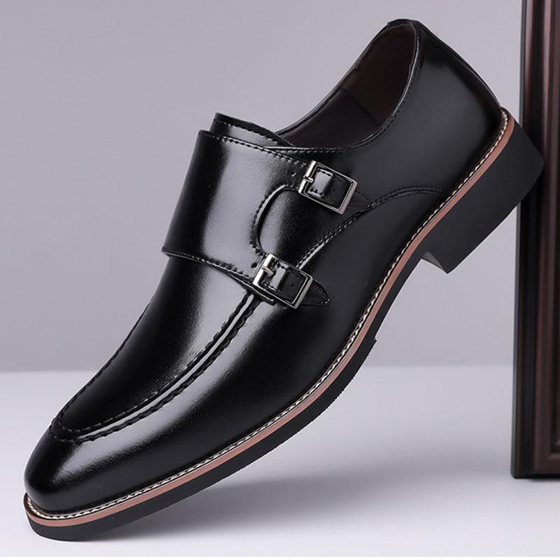 Nouvelle Tendance Luxe Hommes Noir Marron BUSINESS FORMEL Chaussures en Cuir habillées Homme Monk Mocassins Décontractés Chaussures de Mariage Retour à la Maison Bal