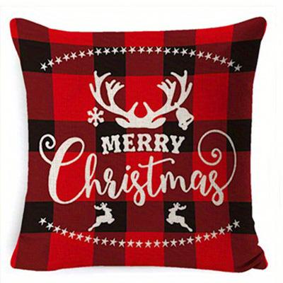 Home Decor Christmas Snowflake & Plaid Pattern Cushions Pattern Cushion Cover Suitable For Sofa Bedroom Car Pillow Cover