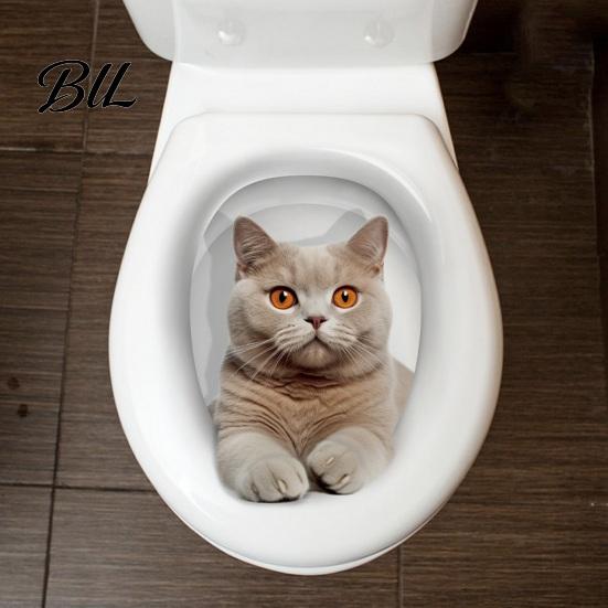 Selbstklebende Toilettenaufkleber 3D Cartoon Katze Toilettenaufkleber, Wasserdicht Süßes Tier Deckel Kreatives Sitzflächen Kunstaufkleber, Lustige Selbstklebende Badezimmerwand