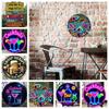 1PC Neon Cocktails Pattern Bar Restaurant Wine Cabinet Wall Decoration Tin Painting Cocktails