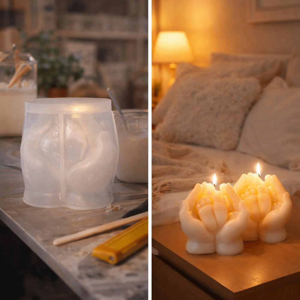 DIY Craft Hand Holding Feet Mold Decorative Soap Mould Silicone Candle Mold  Aromatherapy Use