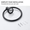 Matte Black Towel Ring - Heavy Duty Stainless Steel Holder for Bathroom and Kitchen - Wall Mounted Storage Hangers