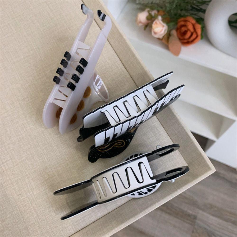Piano Music Hair Clip Video Tape Big Shark Clip Funny Acetate Guitar Hair Claw  Girl