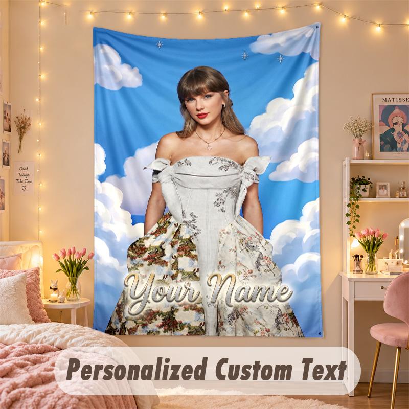 Custom Personalized Tapestry,Taylor Swift Print Custom Name Text Wall Art Hanging for Bedroom