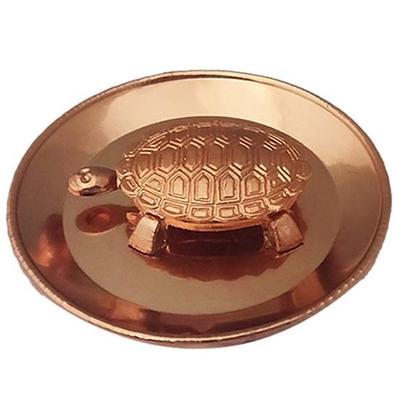 Set of 2 Feng Shui Pure Copper Turtles with Vastu Water Plate Life Positivity, Wealth, Money, Luck,
