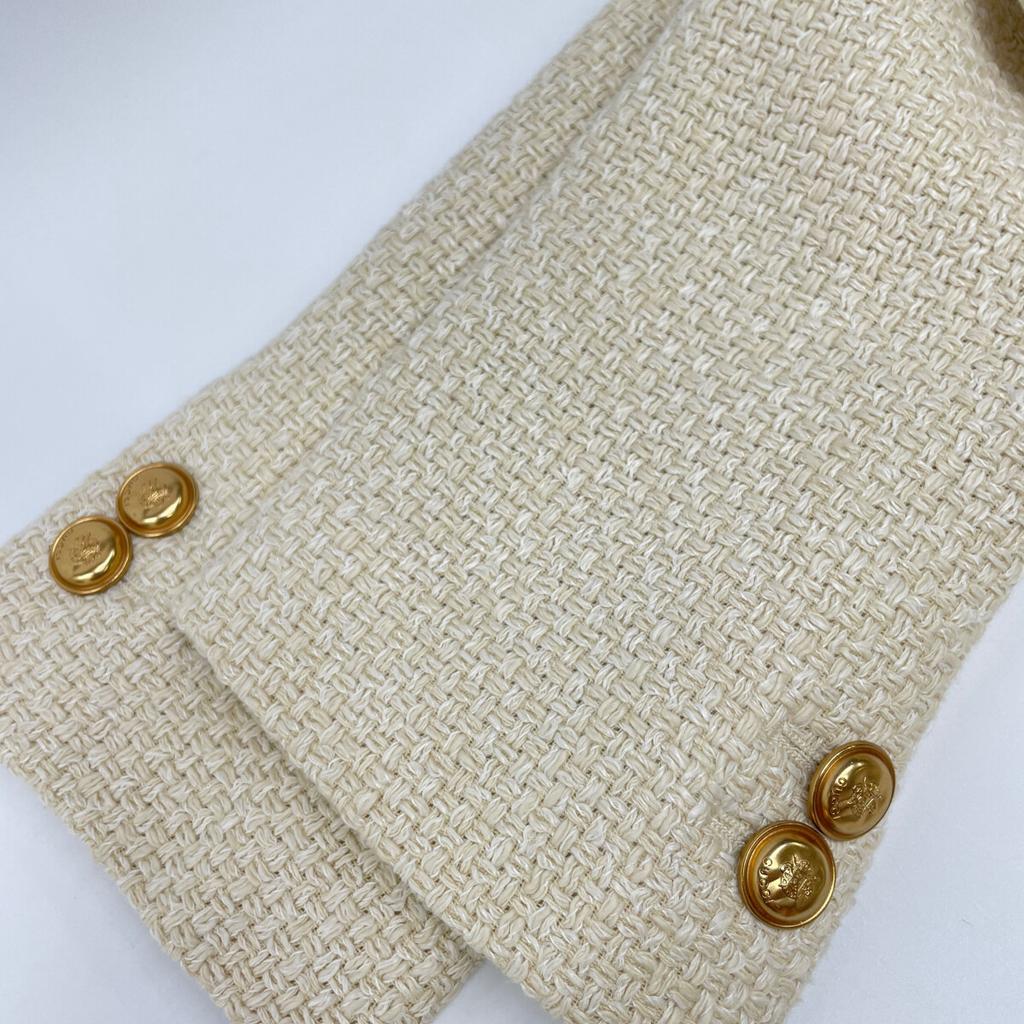 GUCCI 674332 Beige Gold Button Collarless Tweet Jacket Jacket 36 beigeUsed