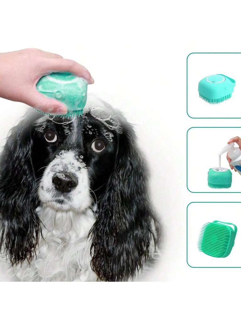 Dog Bath Brush Shampoo Scrubber for Bath Grooming/Washing Scrubber with Adjustable Ring Handle for Short Long Haired Dogs